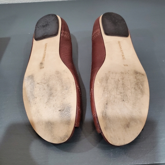 Brown Leather open toe flats Banana Republic 6.5 - Picture 6 of 7